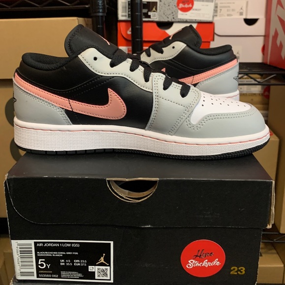 Nike Air Jordan 1 Low Black Grey Pink Shoes 553558-062 553560-062 GS Men's Sizes - Picture 2 of 13